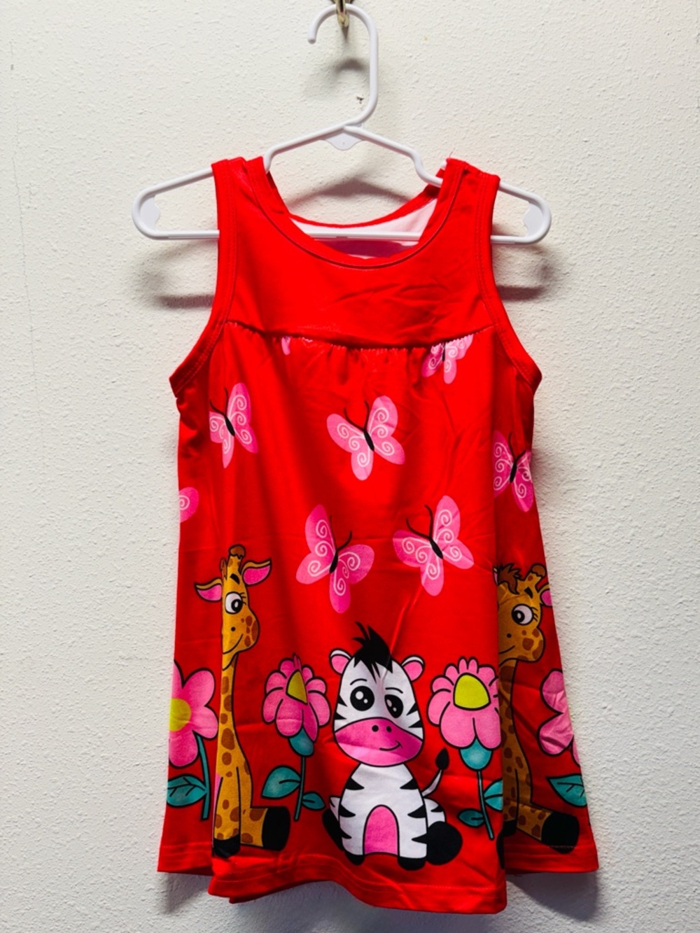 Girls Red Butterfly & Safari Print Dress